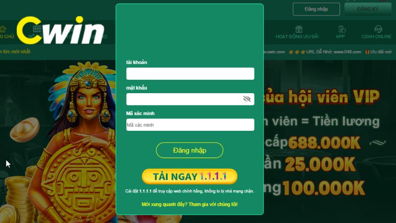 Người chơi đăng nhập vào tài khoản thành viên tại CWIN
